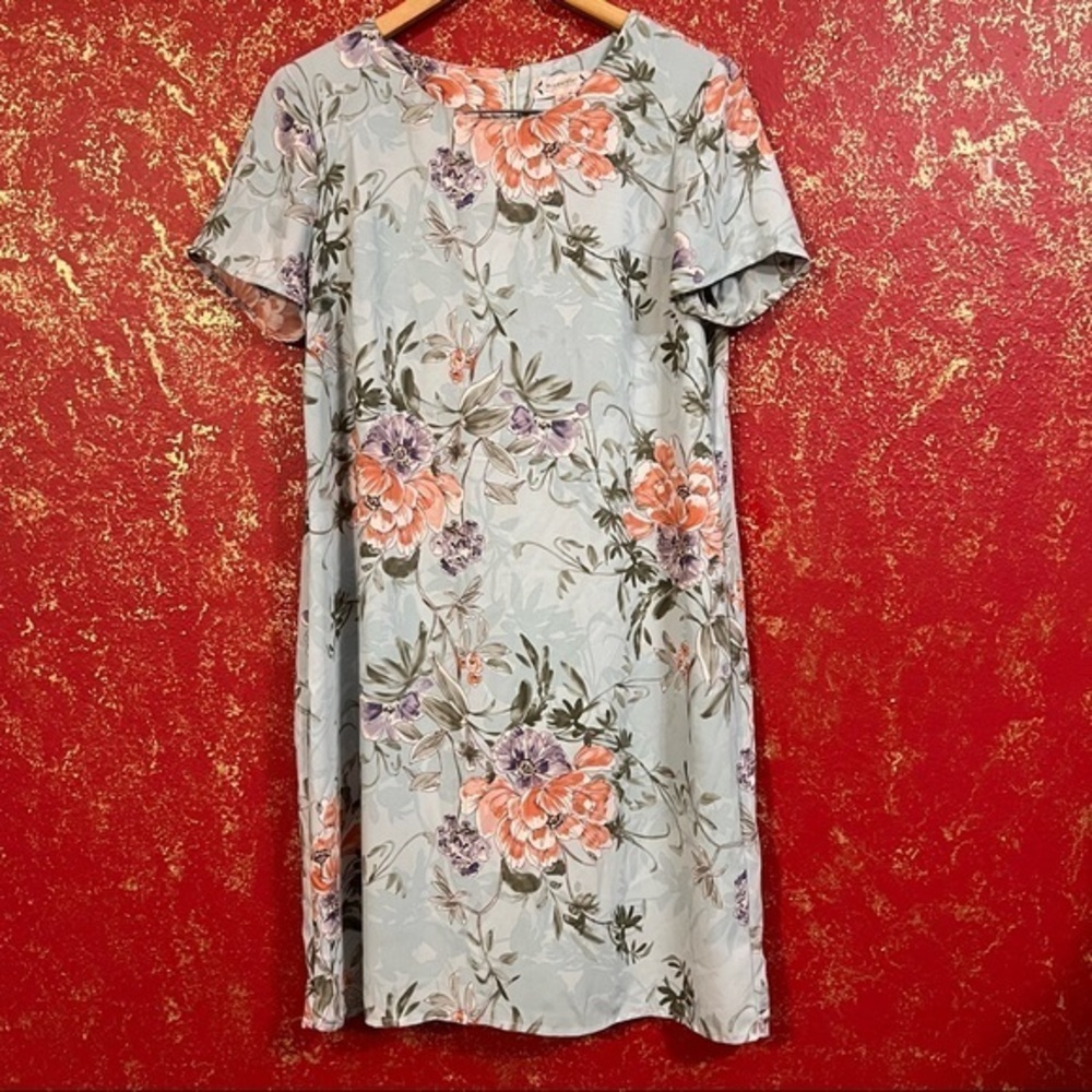 NANETTE LEPORE Light Blue Short Sleeves Floral Shift Dress 8